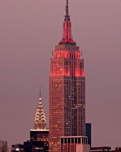 The Empire State Building lit up red for Oz